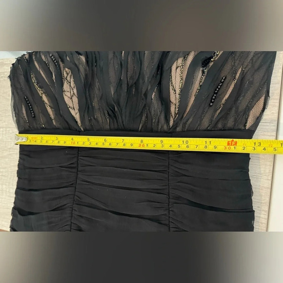 Tadashi Shoji Sheath Dress Size 2 Silk Blend Overlay Beaded Pleated Cocktail - Picture 11 of 13